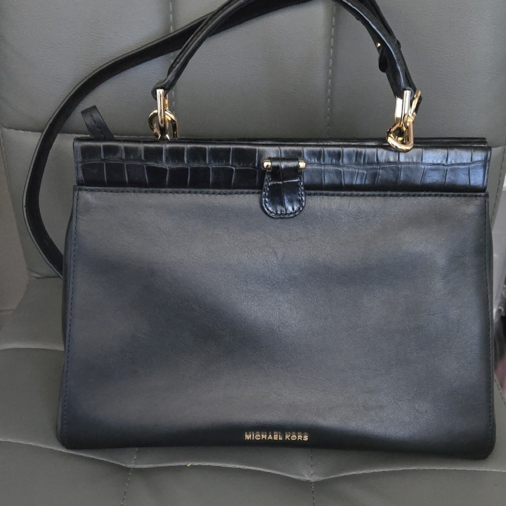 Michael Kors Black and Gold Satchel